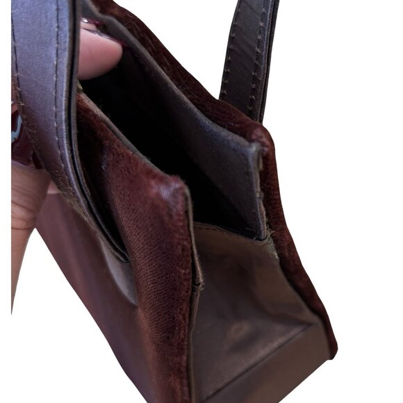 Vintage Burgundy Velvet Serpentine Scalloped Edge Bag 1980s - Picture 10 of 13